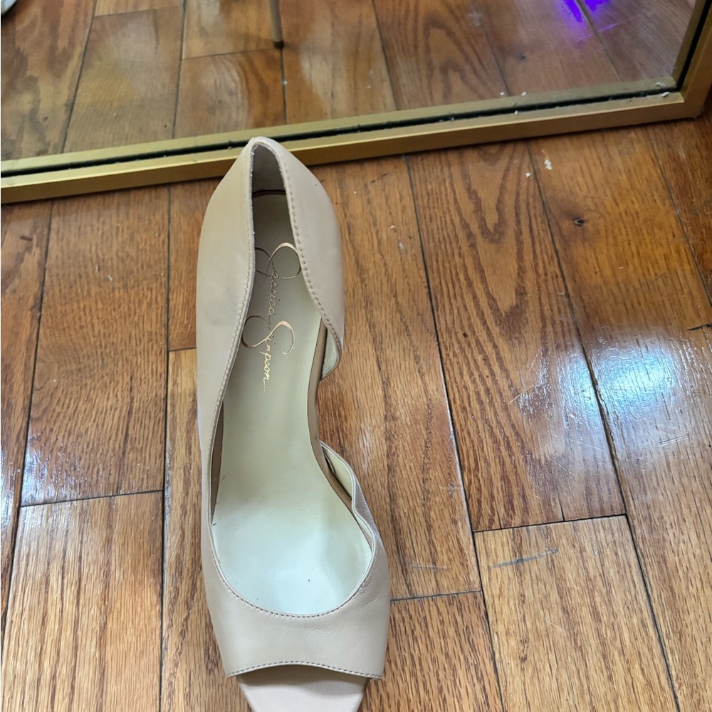 Jessica Simpson Tan Peep-Toe Heels